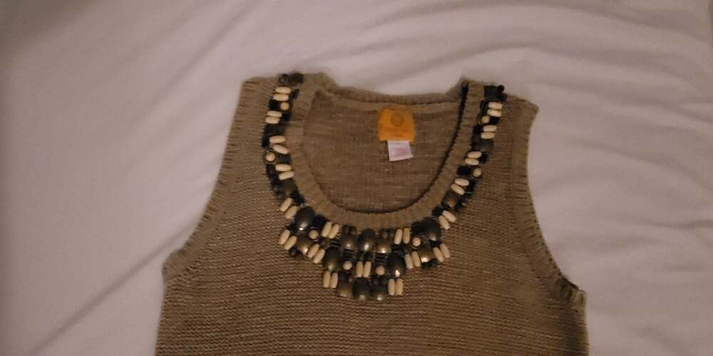 Ruby Rd. Beaded Neck Sleeveless Knit Shell Top - Picture 3 of 4